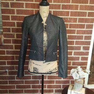 Calvin Klein Crop Silver Flecked Tuxedo Blazer 2